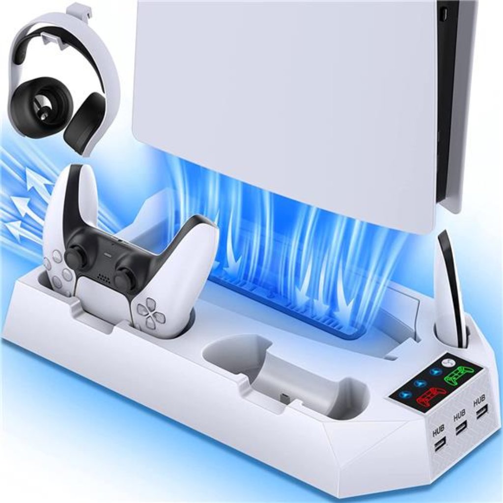 Ps5 Stand And Cooling Station With Dual Controller Charging Station